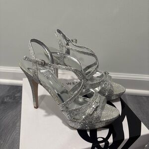 Nine West Silver Sparkle Heels
